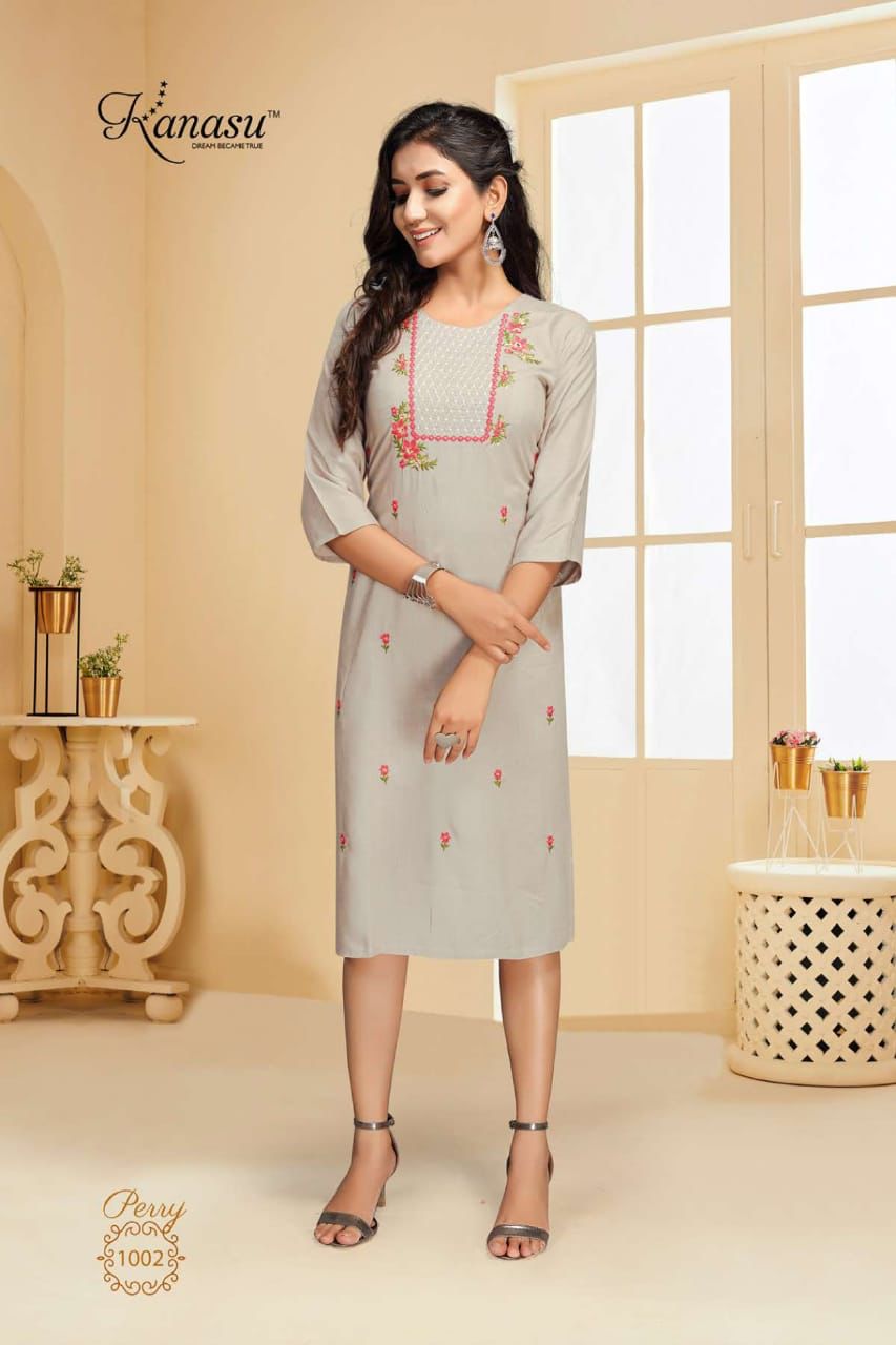 Kanasu Perry Classic Ethnic Wear Heavy Rayon Designer Kurti Collection